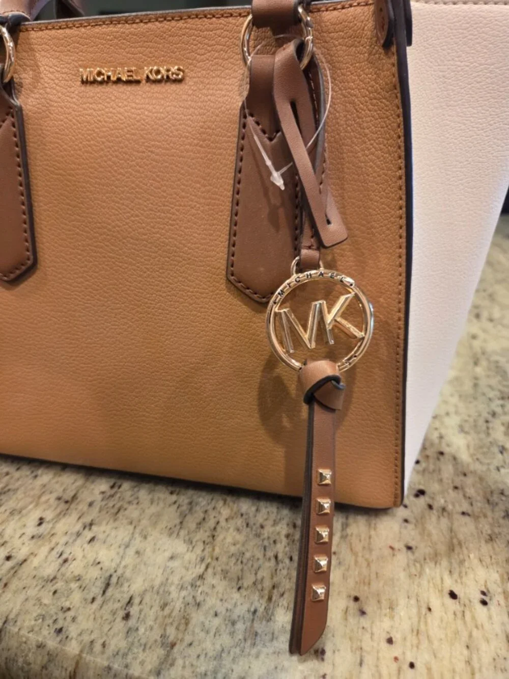 Michael Kors Kris Satchel NWT Camel Cream Two Tone Gold Hardware